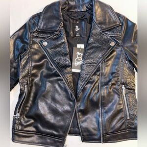 ART CLASS  | Girls' Faux Leather Moto Jacket - Size: (8).
BLACK |